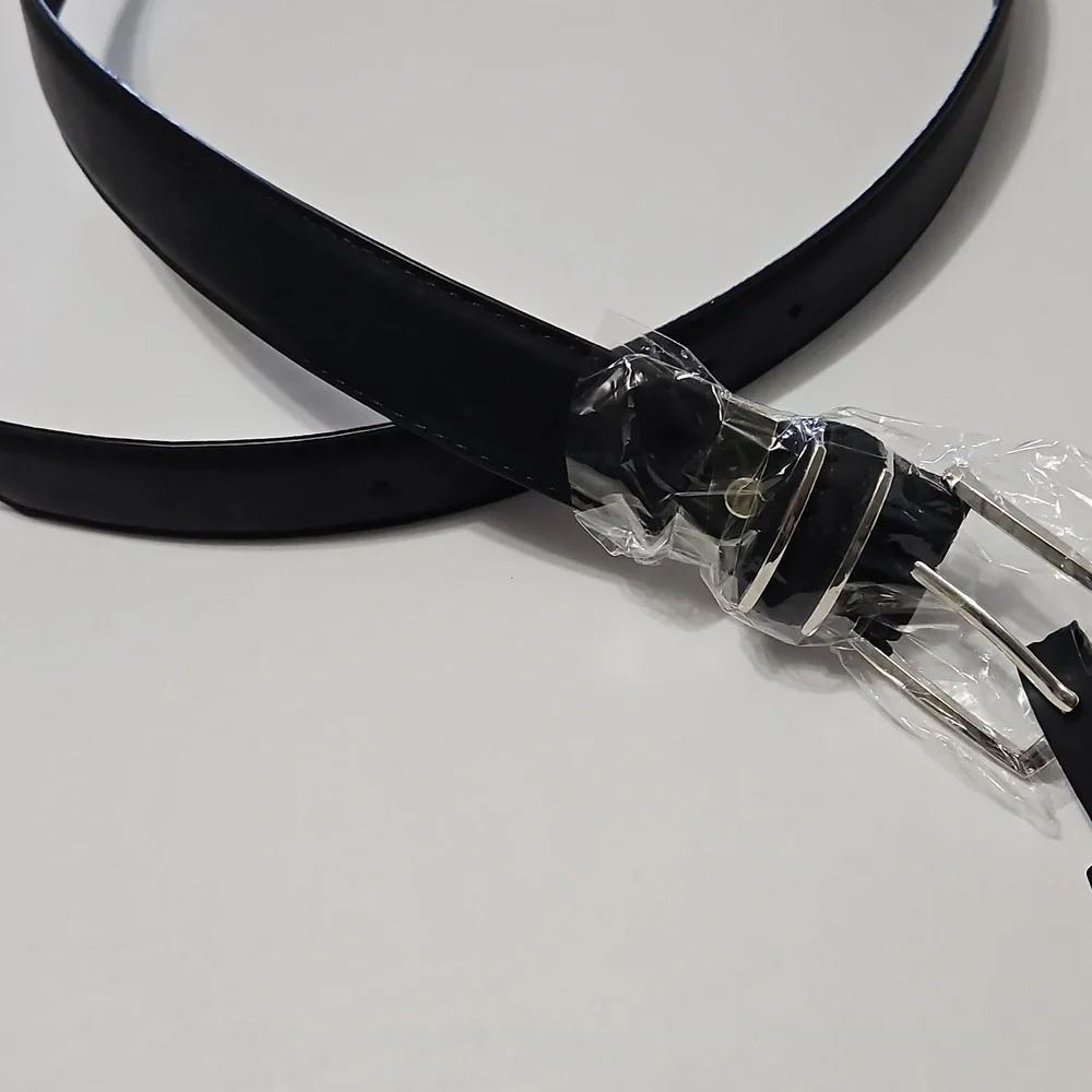 Men's Matte Black Wide Leather Belt Size M 36 - Picture 6 of 9